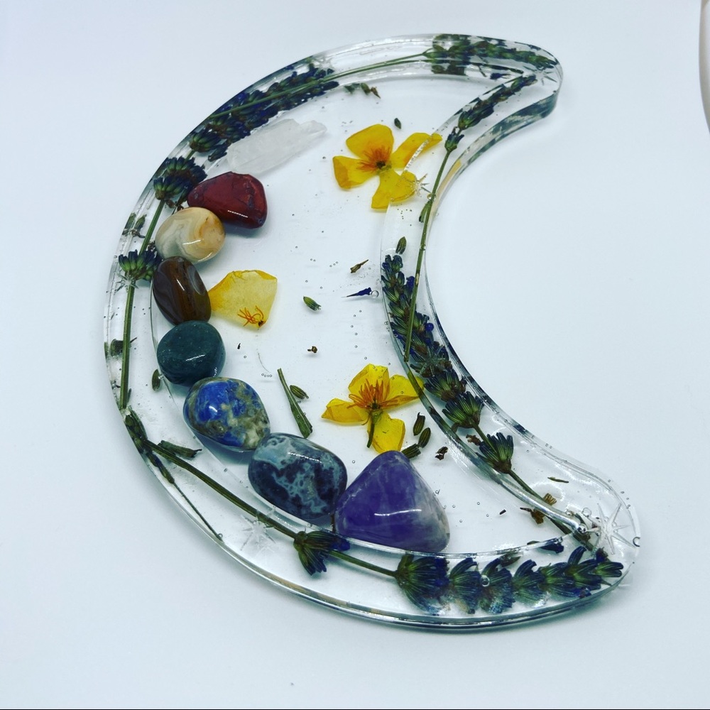Moon tray w/ Crystals